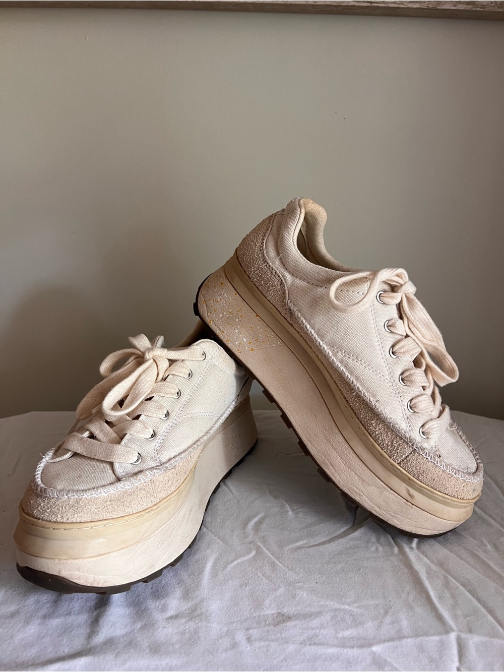 UGG Cream Platform Lace-Up Sneakers